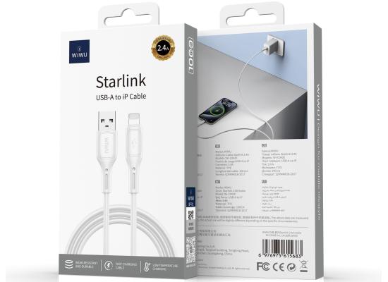 WiWU Wi-C042E A-L 2.4A Charging Cable USB - A to Lightning Data Transfer Cable 1M - White